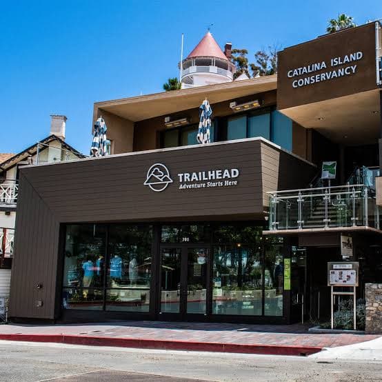 Trailhead Visitor Center on Catalina Island — storefront with Catalina Island Conservancy signage.